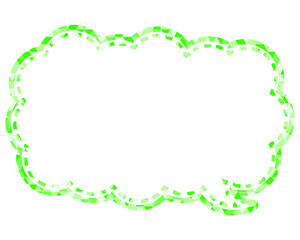 ステンドグラス風吹き出し　三角形模様　細長い雲形