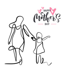 Happy mothers day line art with typography
