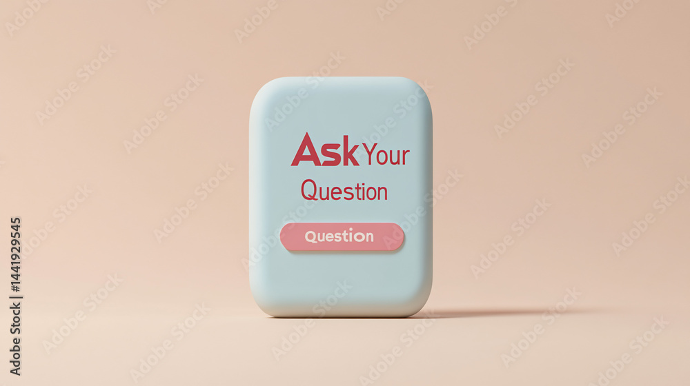 Aufkleber 3d rendered pastel blue square button with 