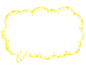 ステンドグラス風吹き出し　三角形模様　細長い雲形