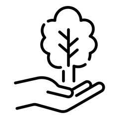 Hand holding tree icon for environment protection and sustainability