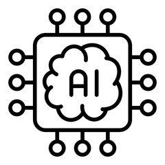 Artificial intelligence chip and machine learning icon	
