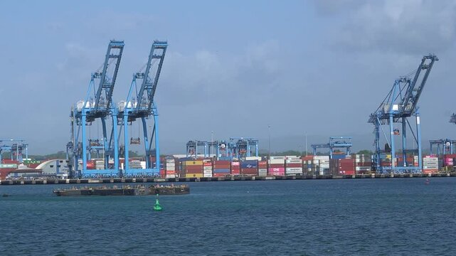 cranes in the colon harbor