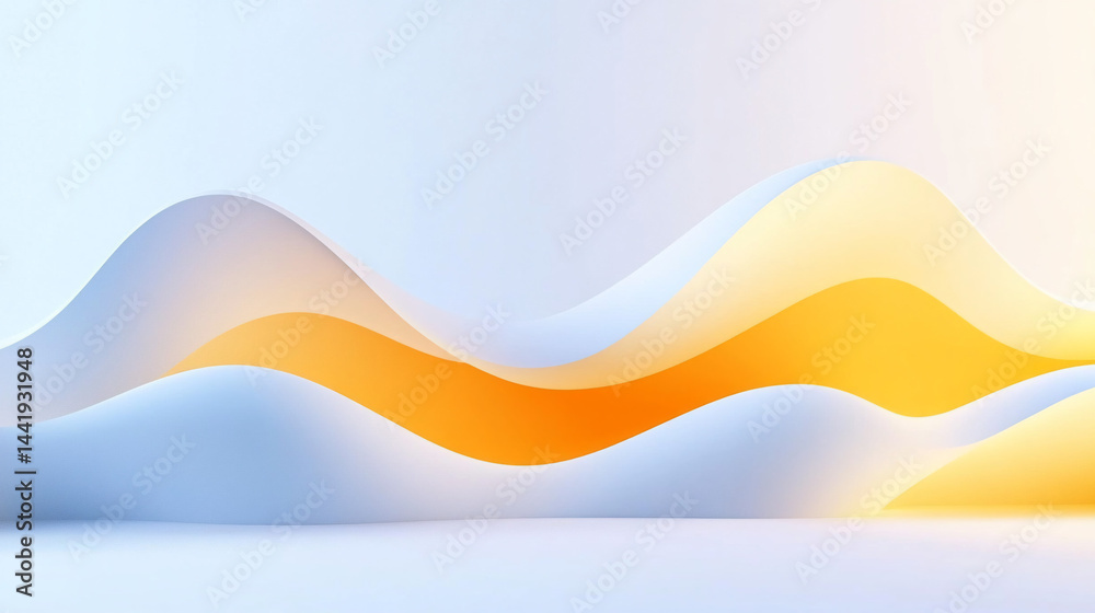 Poster abstract wave background with soft light blue and orange gradient.