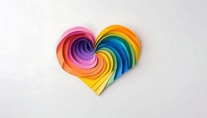 Obraz premium banner paper Hearts in the colors of rainbow. LGBT concept, Pride month. Top view, copy space