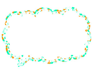 ステンドグラス風吹き出し　三角形模様　細長い雲形