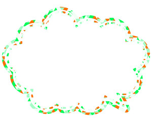 ステンドグラス風吹き出し　三角形模様　丸みのある雲形