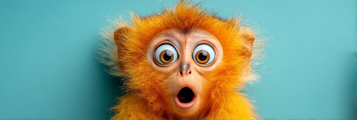 Obraz premium Wow. Portrait of Surprised Shocked Golden Monkey with Wide Open Mouth, Staring Big Eyes Isolated