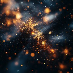 Obraz premium Abstract composition of snowflakes transforming into golden sparks symbolizing creativity, breakthrough, and entrepreneurial spirit Startup Journey through Adversity Bold Innovation in Harsh Condition