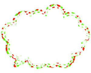ステンドグラス風吹き出し　三角形模様　丸みのある雲形
