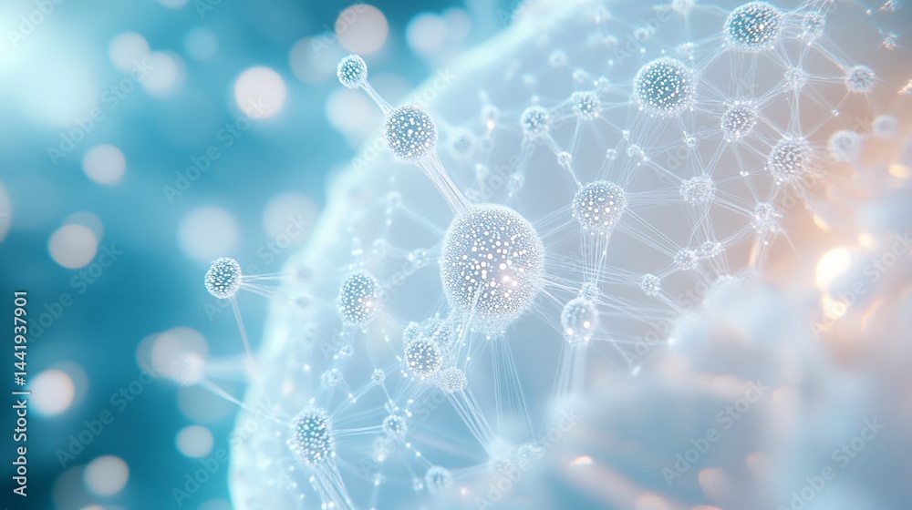 Aufkleber Microscopic view of interconnected nodes forming a complex network.