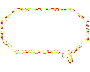 ステンドグラス風吹き出し　三角形模様　細長い八角形