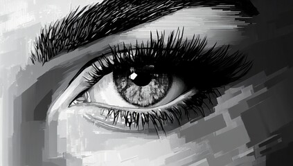 Obraz premium A close up of a woman's eye with a dark, almost blackish hue