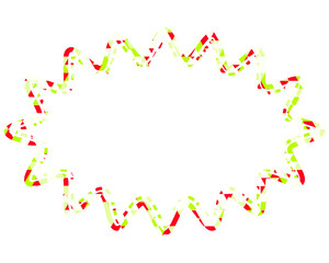 ステンドグラス風吹き出し　三角形模様　細長い丸みのあるギザギザした形