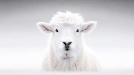Fototapeta premium Pristine white sheep portrait in soft light