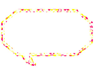 ステンドグラス風吹き出し　三角形模様　細長い八角形