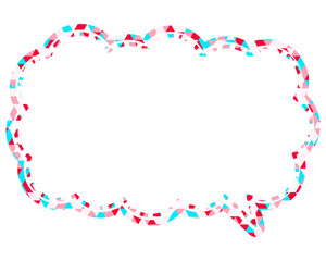 ステンドグラス風吹き出し　三角形模様　細長い雲形