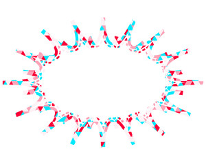 ステンドグラス風吹き出し　三角形模様　細長いギザギザした形