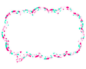ステンドグラス風吹き出し　三角形模様　細長い雲形