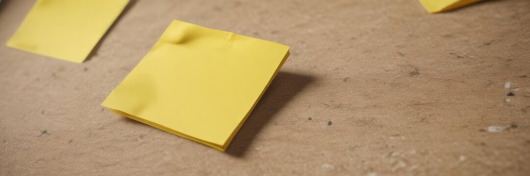 Bright yellow sticky note, close-up, adhesive detail visible ,  square,  message, sticky note