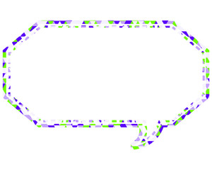 ステンドグラス風吹き出し　三角形模様　細長い八角形