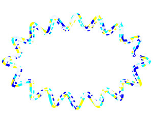 ステンドグラス風吹き出し　三角形模様　細長い丸みのあるギザギザした形