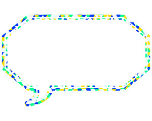 ステンドグラス風吹き出し　三角形模様　細長い八角形