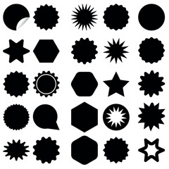 Badge Icon Set, Label Shape Collection, Sticker Silhouette Design.