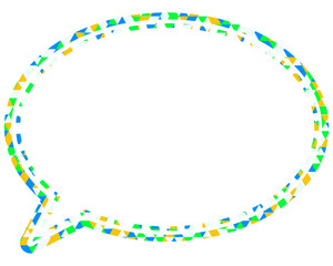 ステンドグラス風吹き出し　三角形模様　丸形