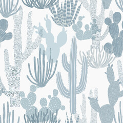 Seamless Pattern with Cacti . Wild West Surface Poster Design for All Fabrics and Prints. Abstract cacti vector artwork.