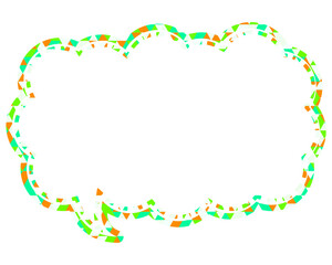 ステンドグラス風吹き出し　三角形模様　細長い雲形