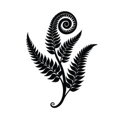 spiral fern unfurling botanical illustration © Partho