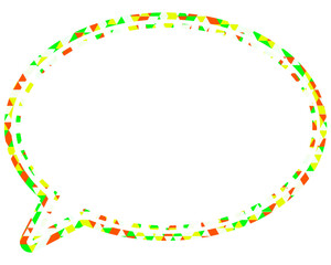ステンドグラス風吹き出し　三角形模様　丸形