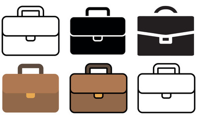 Minimalist Business Briefcase Icon Set, Vector Office Bag Symbols.Minimalist Business Briefcase Icon Set, Vector Office Bag Symbols.