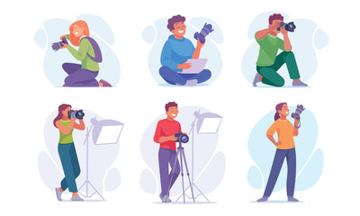 Diverse Photographers in Action, Actively Capturing Precious Moments in Their Unique Ways