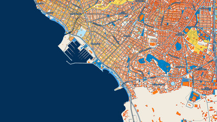 Colorful Alimos Street Map with Labels and Buildings
