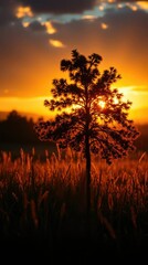 sunset over the lake