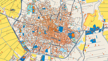 Colorful Karditsa Street Map with Labels and Buildings