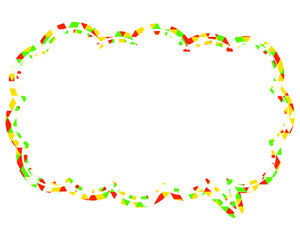 ステンドグラス風吹き出し　三角形模様　細長い雲形