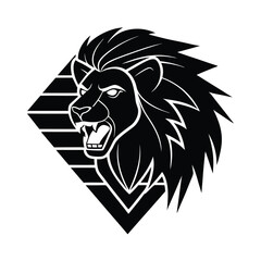 synthwave lion with neon mane