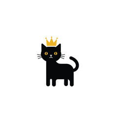 Obraz premium Majestic Black Cat Vector Illustration Regal Feline with Golden Crown