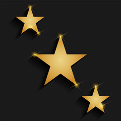 Vector illustration of Golden Stars on isolated black background