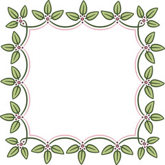 Square garland with leaves. Illustration made with a garland of leaves on a white background creating a square border.