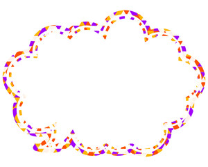 ステンドグラス風吹き出し　三角形模様　丸みのある雲形