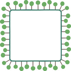 Square border with schematic trees. Illustration with schematic trees on a white background creating a square border.