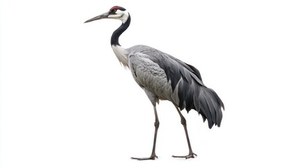 Obraz premium A tall, elegant crane bird standing, isolated on a white background