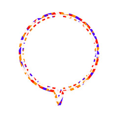 ステンドグラス風吹き出し　三角形模様　丸形の下向き