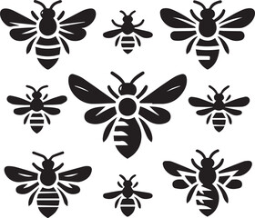 Bee Icon Collection: A set of stylish bee icons in various sizes and styles, perfect for adding a touch of nature to your designs. 