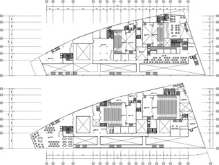 Vector sketch illustration silhouette architectural design floor plan elevation section of modern shopping center building mall supermarket multi-storey 