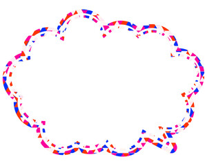 ステンドグラス風吹き出し　三角形模様　丸みのある雲形